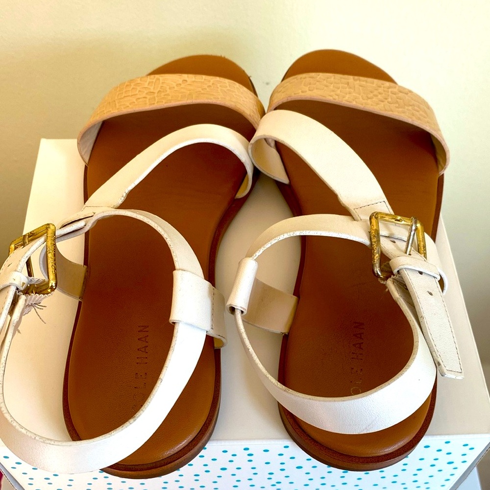 Cole Haan Findra Strappy White and Tan Women's Sandals Size 8 - Picture 9 of 13